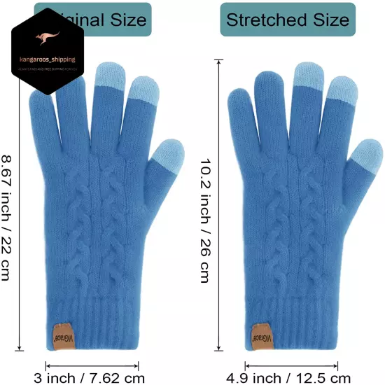 Guantes De Invierno De Lana De Punto Trenzado Termico Pantalla Táctil Para Mujer