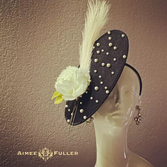 Aimee Fuller Black White Kentucky Derby Hat Big Del Mar Races Royal Ascot Hat