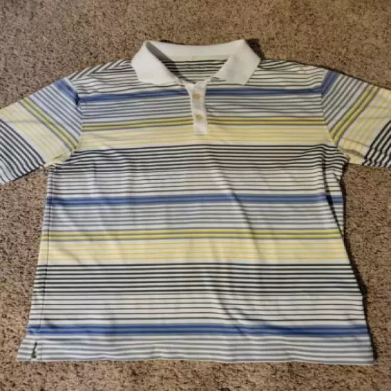 Mens Nike Golf Shirt Size Medium Striped Short Sleeve Dri Fit Polo