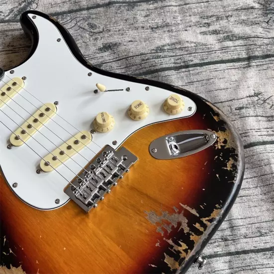 Custom Shop heavy relics sunburst aged electric guitar in stock shipping quickly