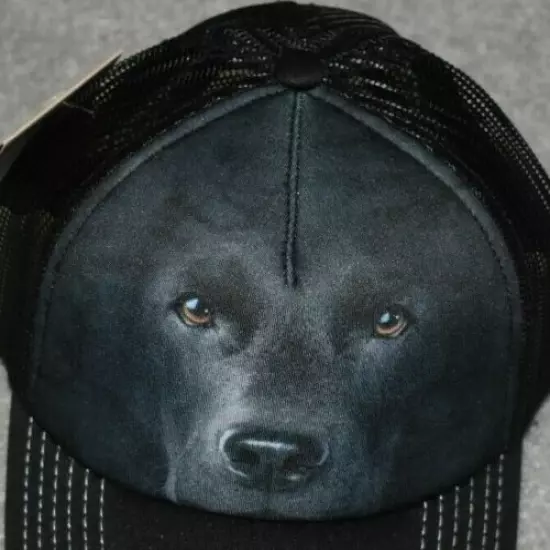 ADULTS BLACK LAB FACE TRUCKER CAP HAT ADUSTABLE ONE SIZE FITS MOST