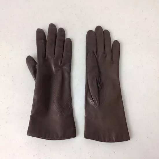 Brown Leather Driving Gloves Lined Womens 7.5