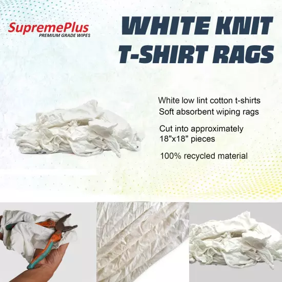 New White T-Shirt Knit Cleaning Rags 10 lbs. Bags - Multipurpose Cleaning Cloths