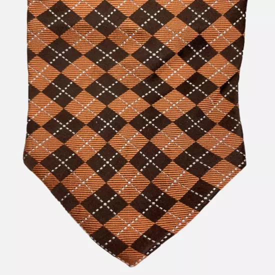 Croft & Barrow Copper Brown Geometric Diamonds Silk Necktie Tie Men's 3.2" x 57"