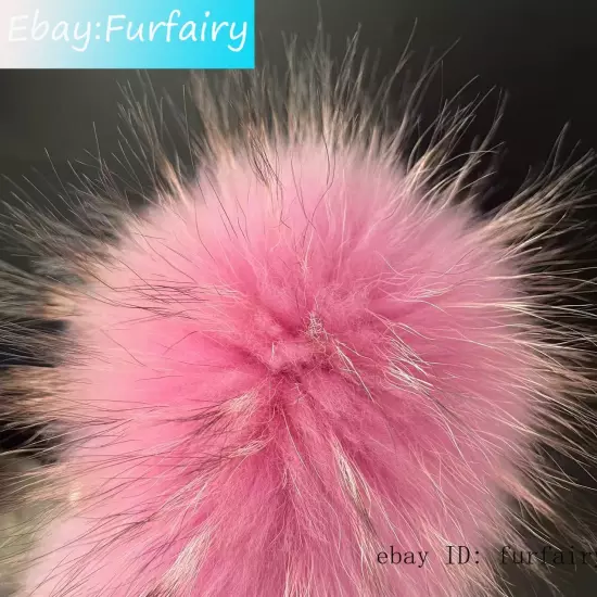 Large Real Raccoon Fur Ball Keychain Fox Fur Bag Charm Pendant Snap Button