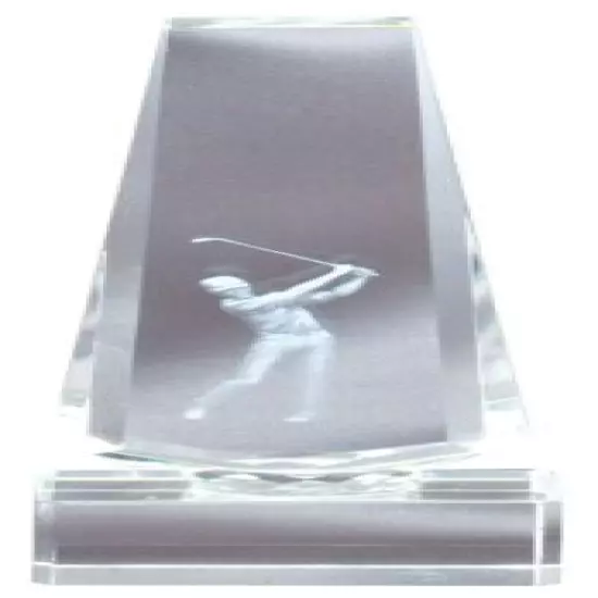 CRYSTAL GOLF TROPHY 8" AWARD MEDIUM W/ PRESENTATION BOX FREE ENGRAVING M~CRY279