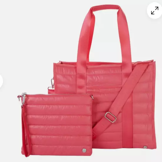 Samantha Brown Quilted Tote and Crossbody Set MAGNETA nwt