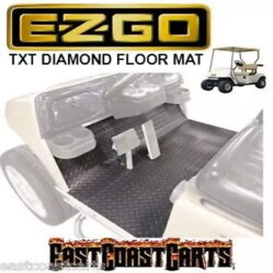 EZGO TXT 2001'-Newer Golf Cart Diamond Floor Mat Black Rubber 