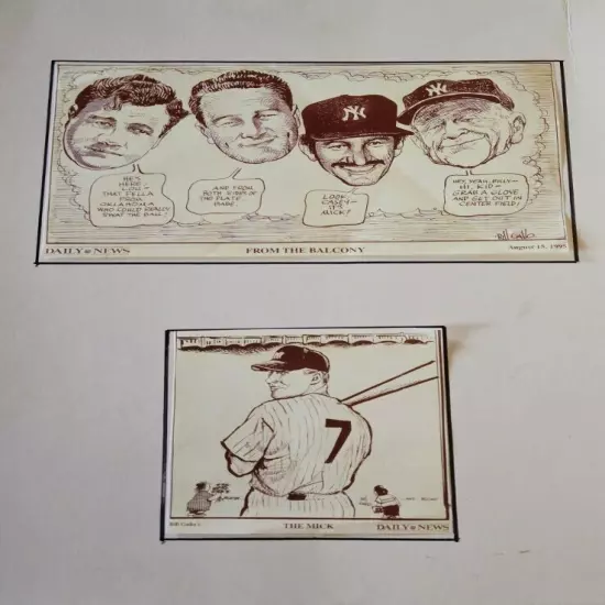 Vtg NY Yankees Newspaper Copy Mickey Mantle Babe Ruth Lou Gehrig Gallo Daily New