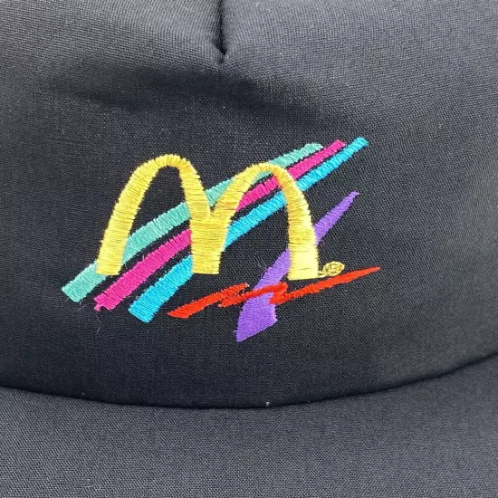 MCDONALD'S EMPLOYEE TERRY SNAPBACK RAINBOW STRIPE BASEBALL CAP HAT USA