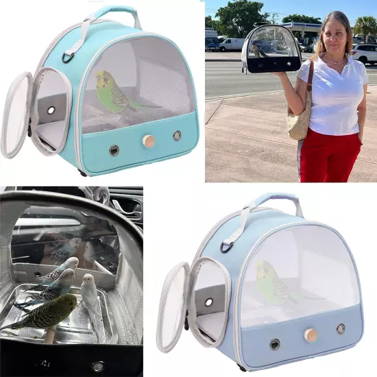 Small Bird Parrot Travel Carrier Bag Standing Perch Tray Breathable Portable