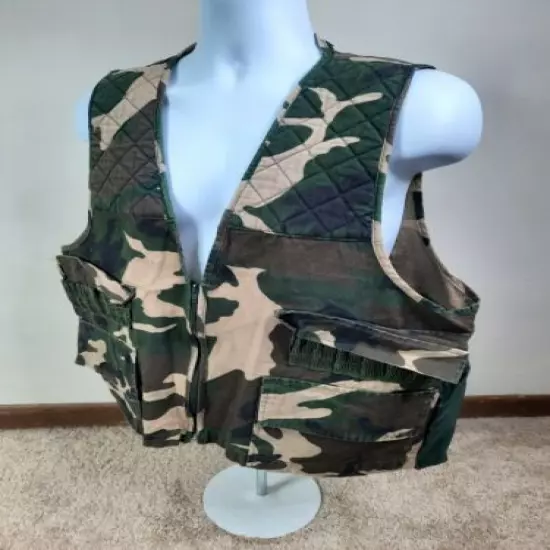 Vintage SPORTS AFIELD CAMO HUNTING SHELL POCKETS BIRD POUCH VEST Size XL