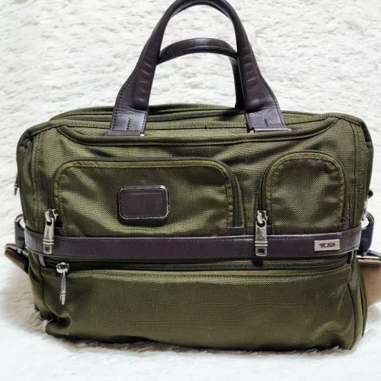 Extremely Rare Tumi Briefcase 2Way Khaki Expandable Super Large Capacity