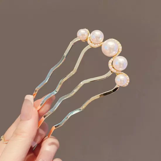 U Shaped Hairpin Pearl Style Hair Stick Hair Pin Hair Fork Stick Pins Women NEW