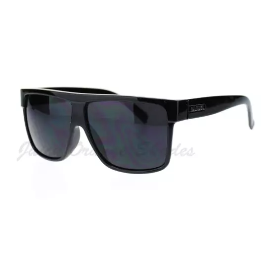 KUSH Men's Sunglasses Flat Top Square Frame Black Dark Lens