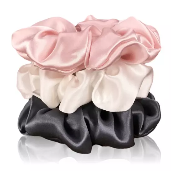 Celestial Silk Scrunchies for Hair - Pure Mulberry Silk Hair Ties 3 Piece Set