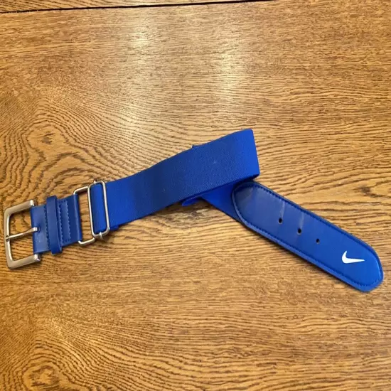 Nike Belt Men One Size Stretch 1.5" Wide Royal Blue w Swoosh Sport Adjustable