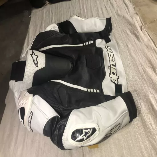 Alpinestars Motorcycle Leather Jacket White Black