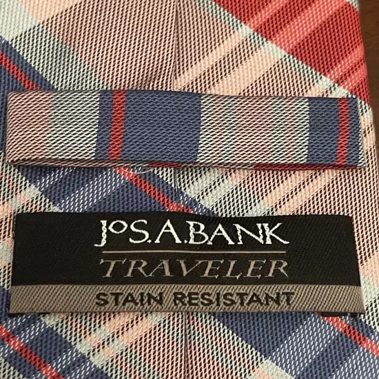 Jos. A. Bank Traveler Red Blue Pink 65% Cotton 35% Silk Made In China