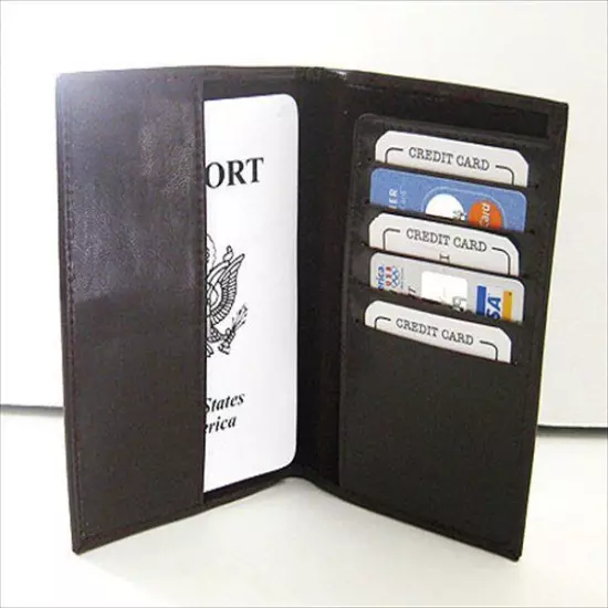 USA Leather Passport Cover Travel Document Holder Card Wallet US SELLER