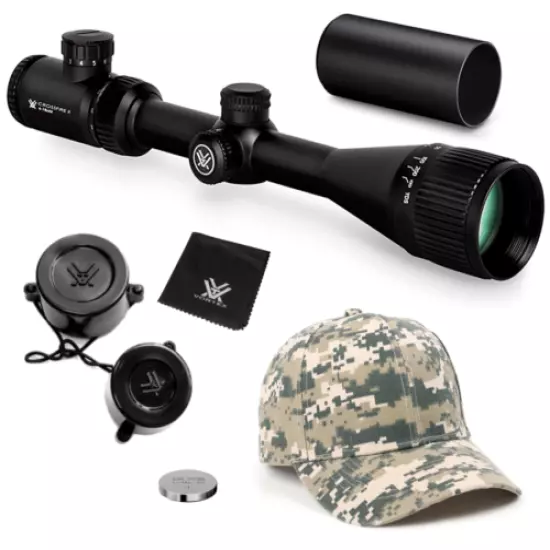 Vortex Optics Crossfire II 6-18X44 AO Riflescope V-Brite MOA with Rings