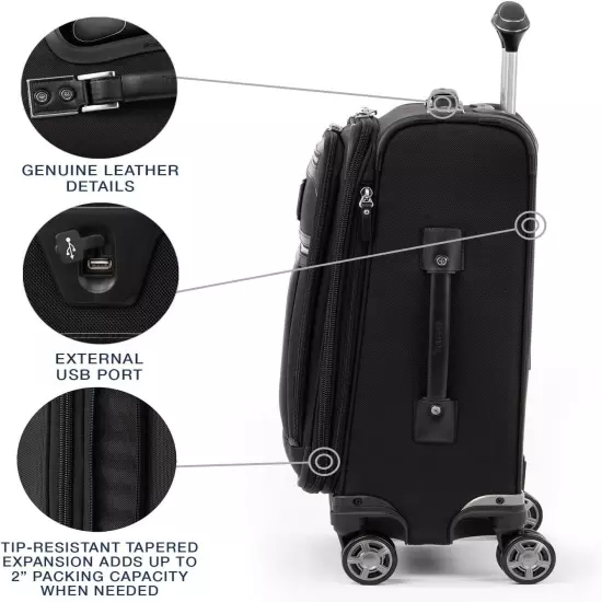 Travelpro Platinum Elite Softside Expandable Luggage 20in Black Suitcase