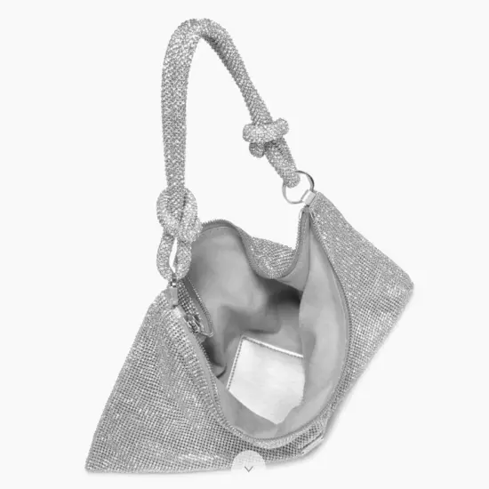 CULT GAIA Hera Nano rhinestone shoulder evening bag + Dust bag -Silver