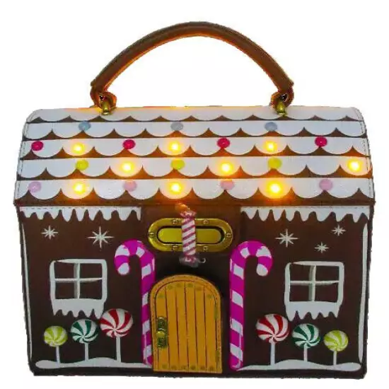 Betsey Johnson Kitsch Gingerbread House Light Up Christmas Holiday Crossbody Bag