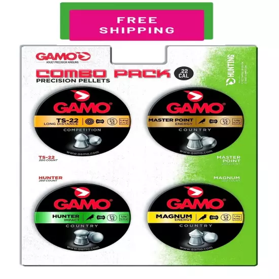 Combo Pack Assorted Air Rifle Pellets, .22 Caliber (TS-22, Hunter, Magnum, Maste