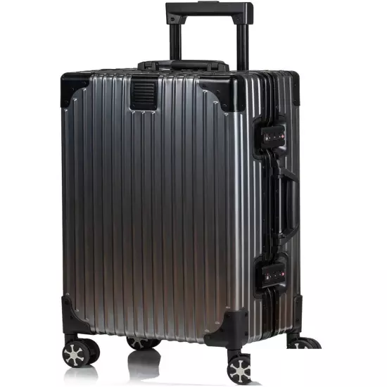 CHAMPS Elite 20” Aluminum Hardside Carry-on Spinner Luggage, Gray