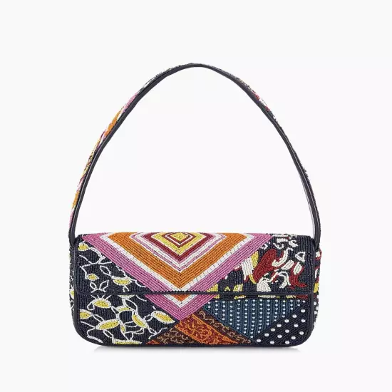 Staud Tommy Patchwork Beaded Shoulder Bag