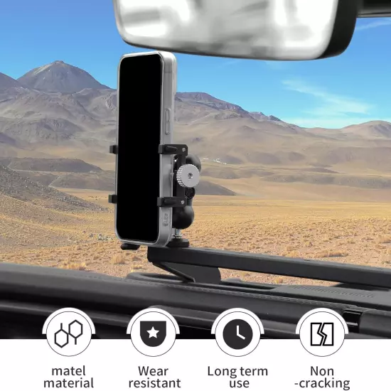 Dashboard Cell Phone Mount for 2024 Jeep Wrangler JL 4XE & Gladiator JT, 360° Ad