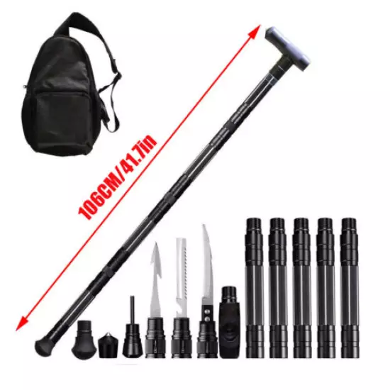 Tactical Trekking Poles Large Camping Backpack Hiking Stick Alpenstock MultiTool