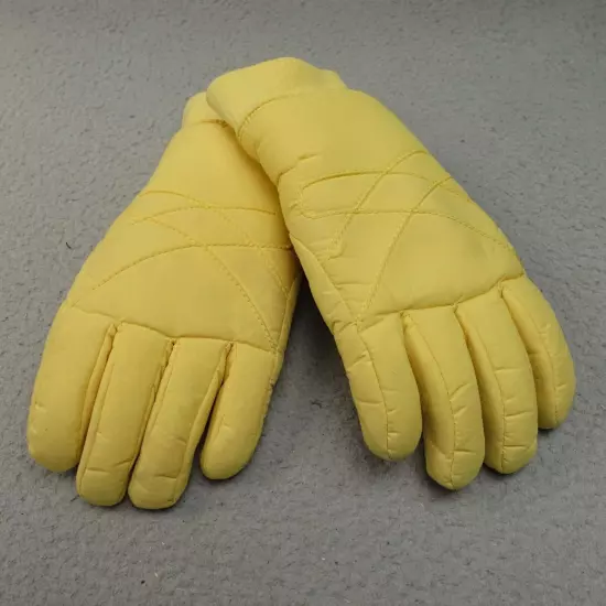 Vintage Hotfingers Gloves Wells Lamont Womens L Yellow Snow Ski Leather Nylon