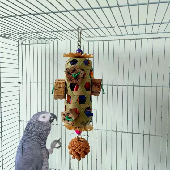 Parrot Hanging Bite Wooden Colorful Shredding Crinkles Parrot Chew Toys Natural 