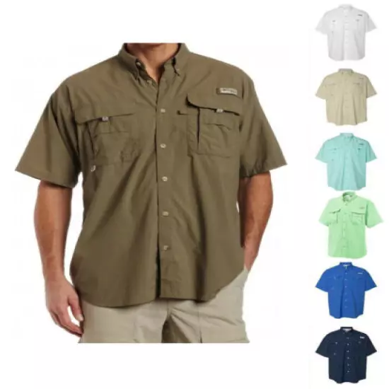 NEW COLUMBIA MEN BAHAMA SHORT SLEEVE SHIRTS, XS-S-M-L-XL-XXL