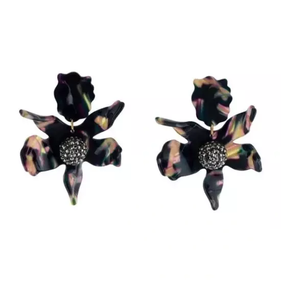 Lele Sadoughi twilight Lily Flower Clip On Large earrings.