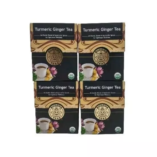 Buddha Teas Organic Turmeric Ginger Tea - OU Kosher USDA Organic CCOF Organic...