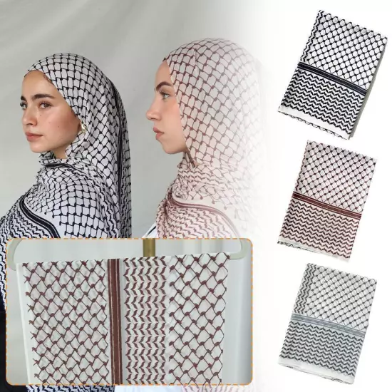 Palestine Scarf Islamic Chiffon Scarf Keffiyeh Hijab-Palestinian Shawls--- D0F1