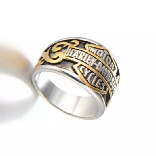 Harley Davidson Motor Cycles Ring Men's Golden Handmade