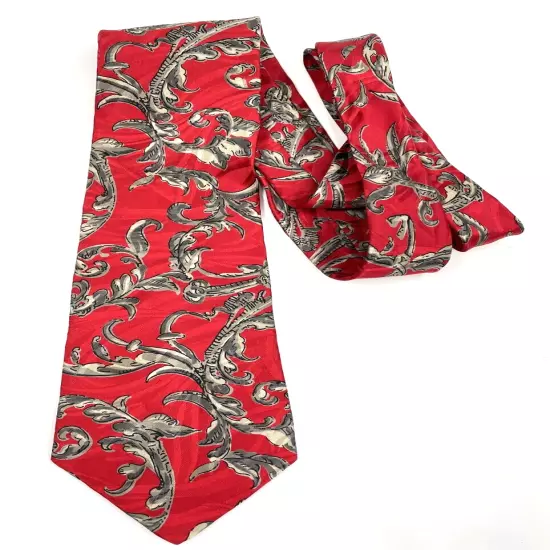 Bachrach Red Paisley Italy Made Necktie Silk Tie 3.2" x 58"