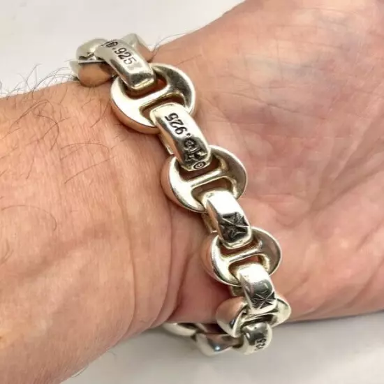 C'est Magnifique Vintage Silver Single Dog Biker Heavy BRACELET 96g