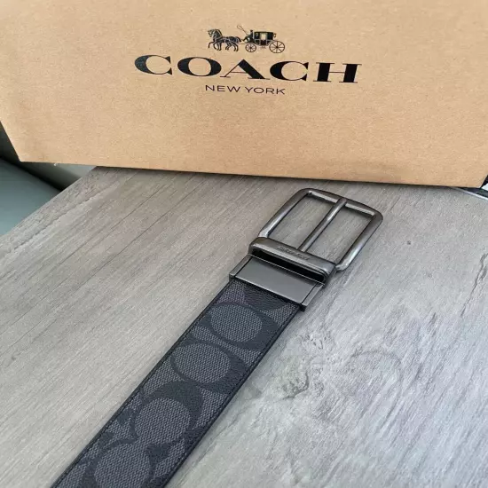 Brand New - Coach Men's Harness Buckle Cut To Size Reversible Belt, 38 Mm