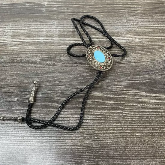 Native American western bolo tie with stone Aztec Rancher