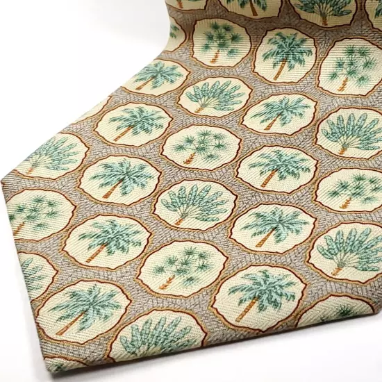 TOMMY BAHAMA Handmade 100% Silk Tie Men's Green Blue Beige Palm Tree Necktie NEW