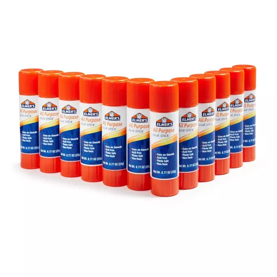 12-Count All-Purpose Glue Sticks, 22 Grams, Clear, Washable & Non-Toxic, Ideal f