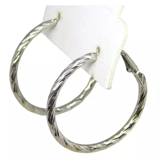 Vintage Style Hoops Earrings Textured Silver Tone Hinged Fashion Style 1…