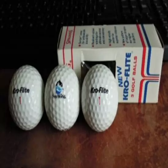 Vintage Golf Balls - Spalding Kro-Flite & Dunlop Maxfli 1.68" - Disney Logo's