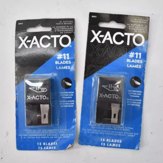 Lot of 2 Packs X-ACto #11 Blades 15/Pack X411 Refills Fits Type A Handles