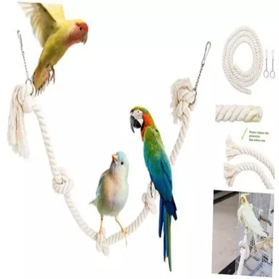 78.7 Inches Birds Cotton Climbing Rope Toy, Lengthen and Bold Bird Ladder White